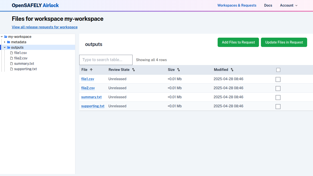 Workspace directory view